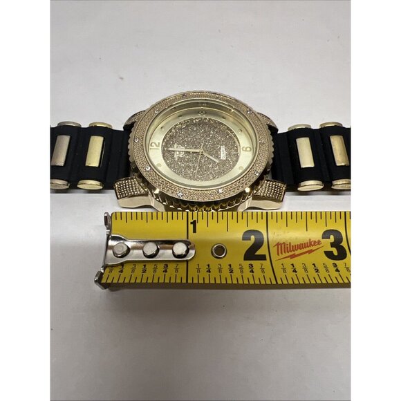 Bust Down Techno Pave Hip Hop Men's Iced Bling Rubber Band Watches WR 7758 - Picture 9 of 11